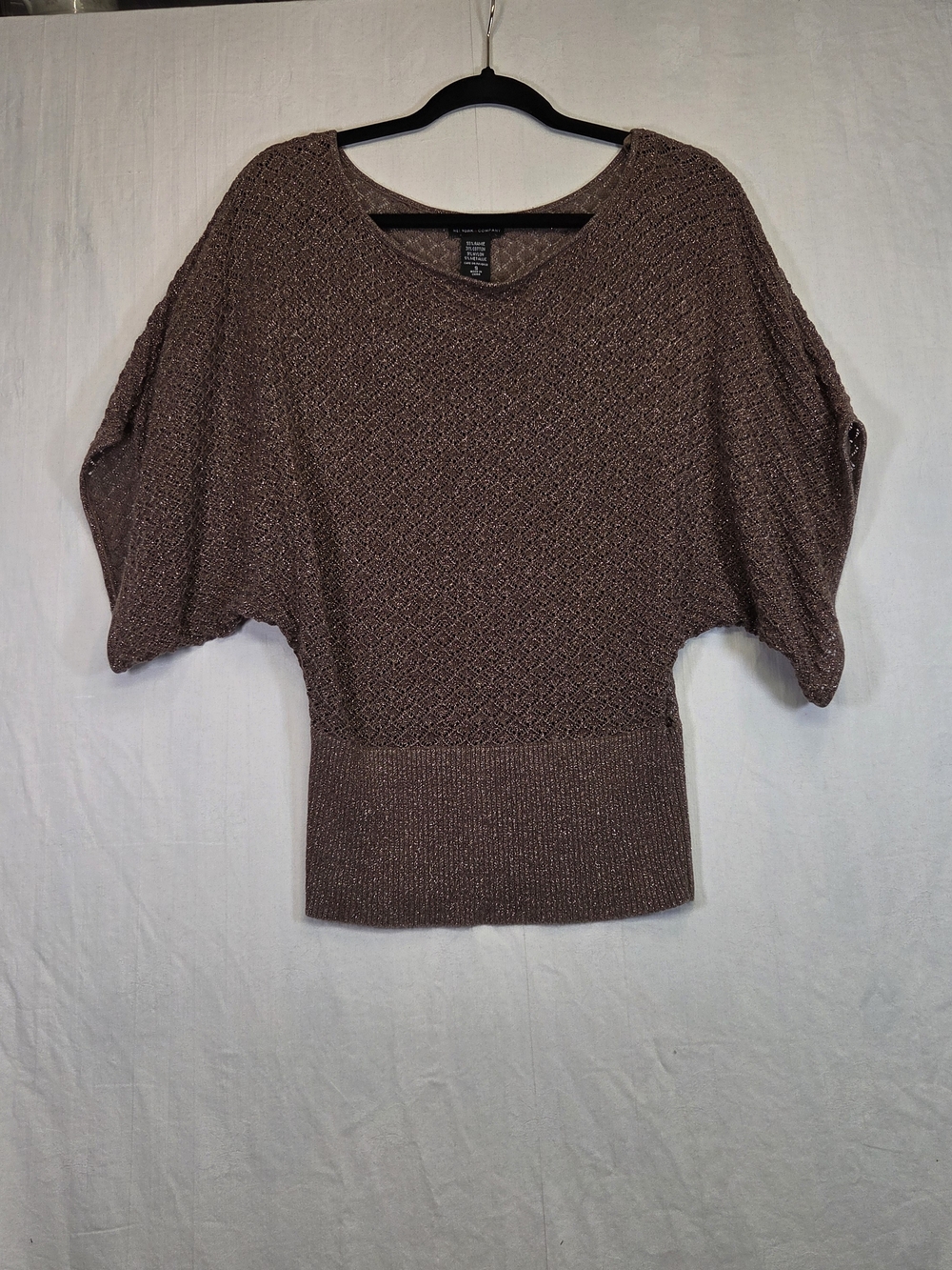 New York & Company Brown Textured Batwing Sweater. #0447